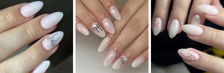 Melkmanicure met strikjes