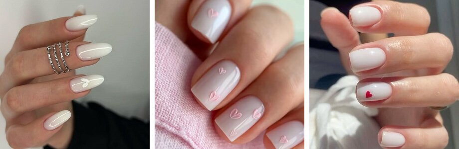 Melkmanicure met hartjes